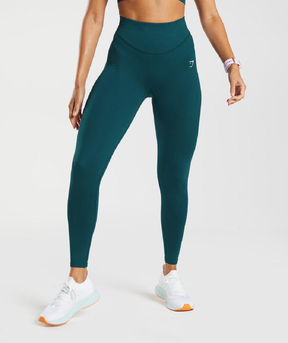 Leggins Gymshark Sweat Seamless Sculpt Mujer Turquesa | CO 2905PJJ